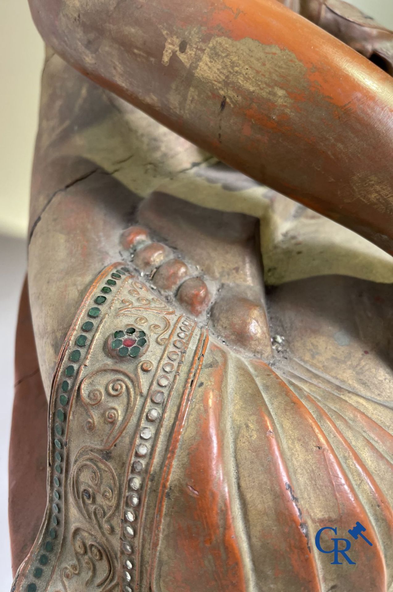 Imposing wooden lacquered Bouddha. Burma, 19th century. - Image 8 of 20