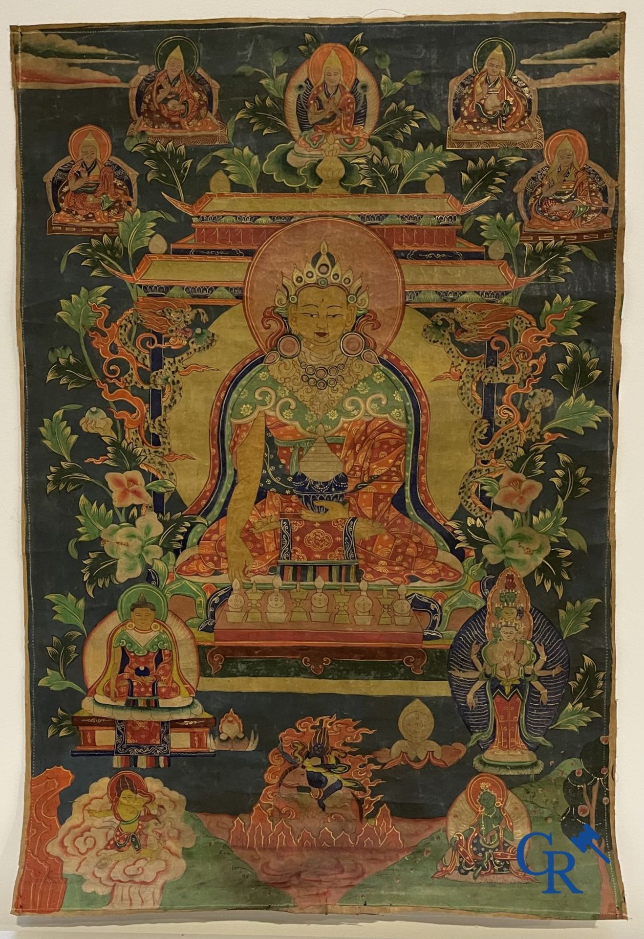 Asian Art: a lot consisting of 4 statues and a thangka. - Image 9 of 18