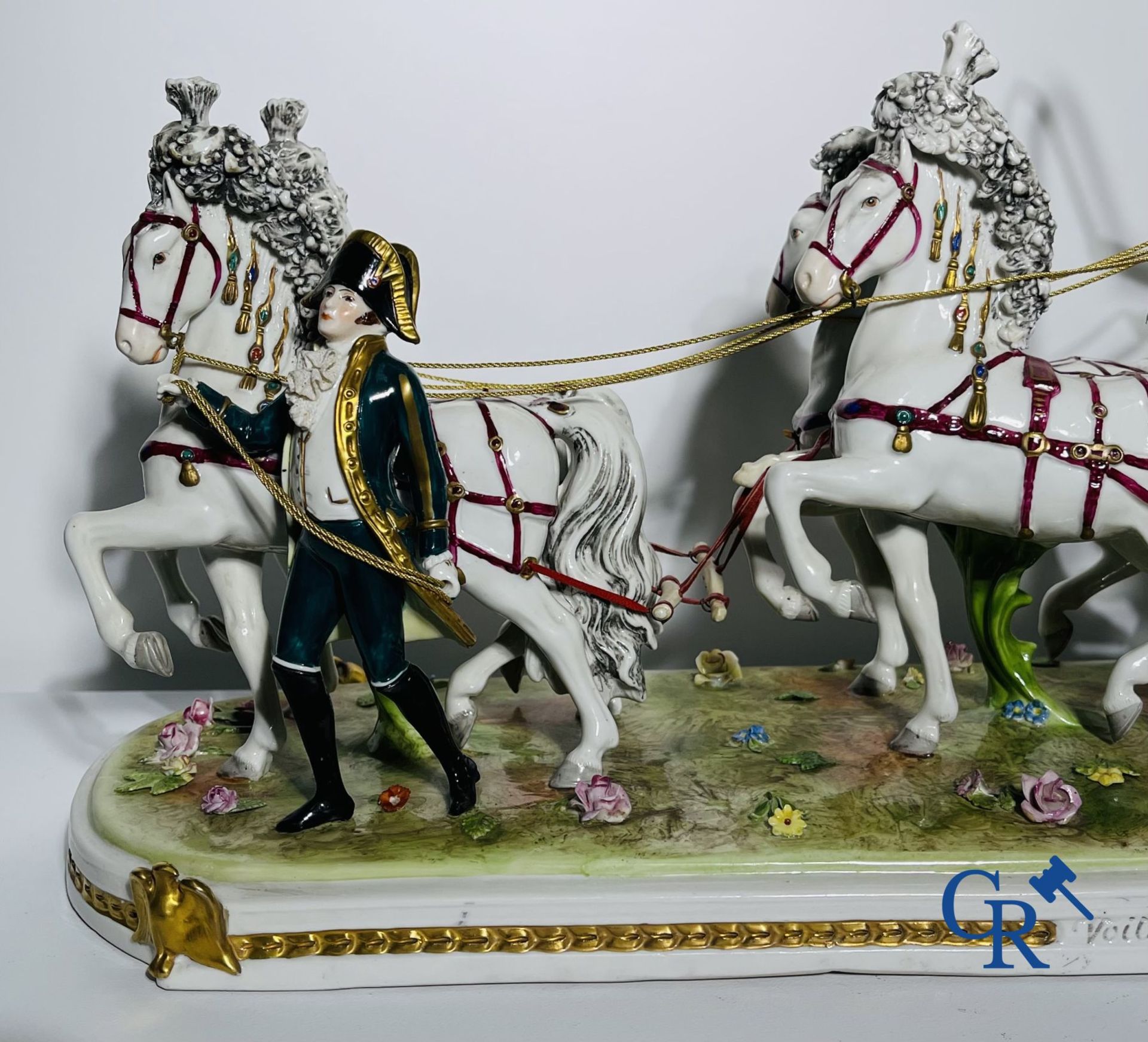 Porcelain: Saxony: "Voiture de mariage de Napoléon 1er". - Image 3 of 10