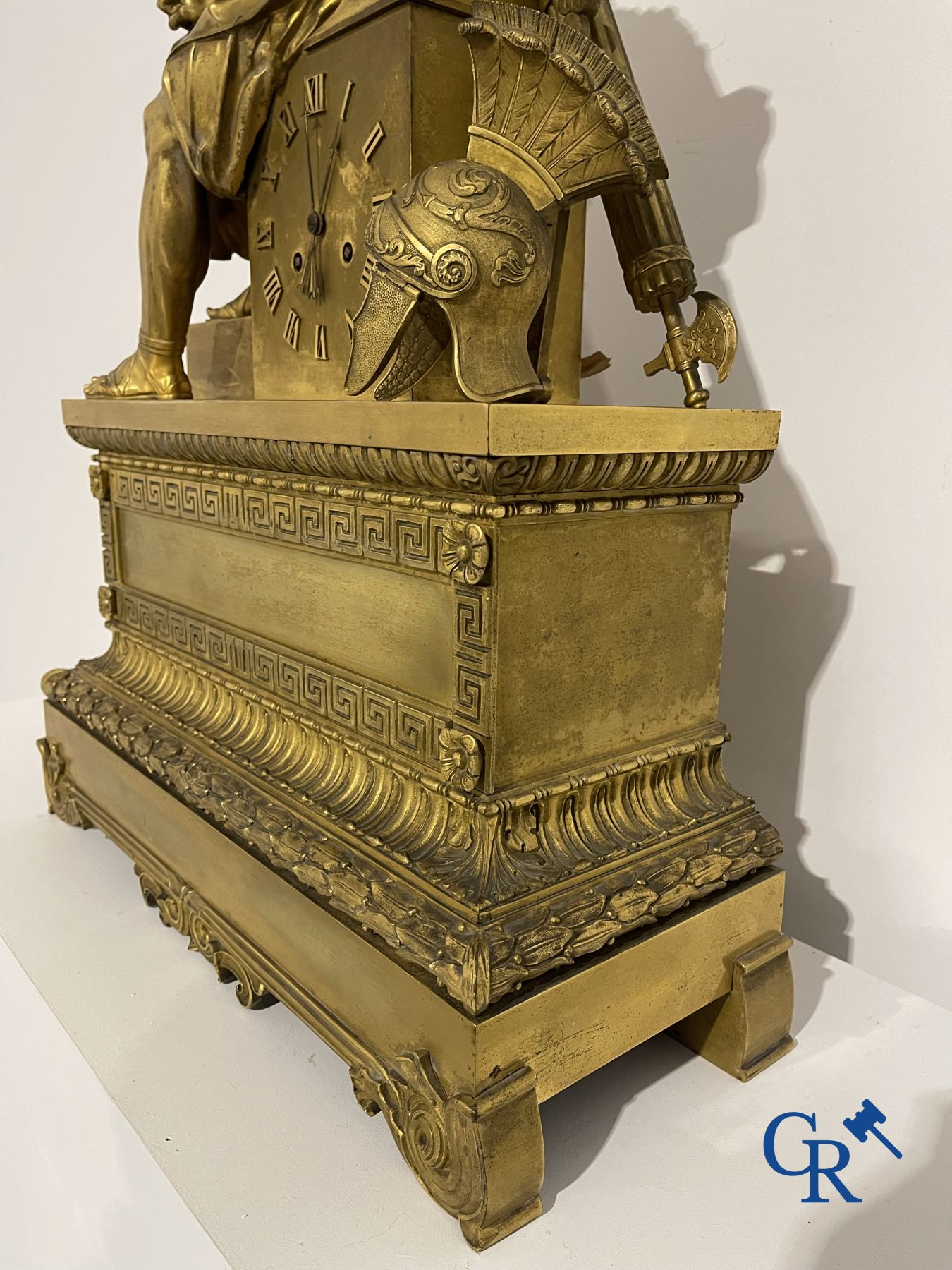 Imposing fire-gilded empire pendulum depicting a seated Roman emperor. - Image 10 of 17