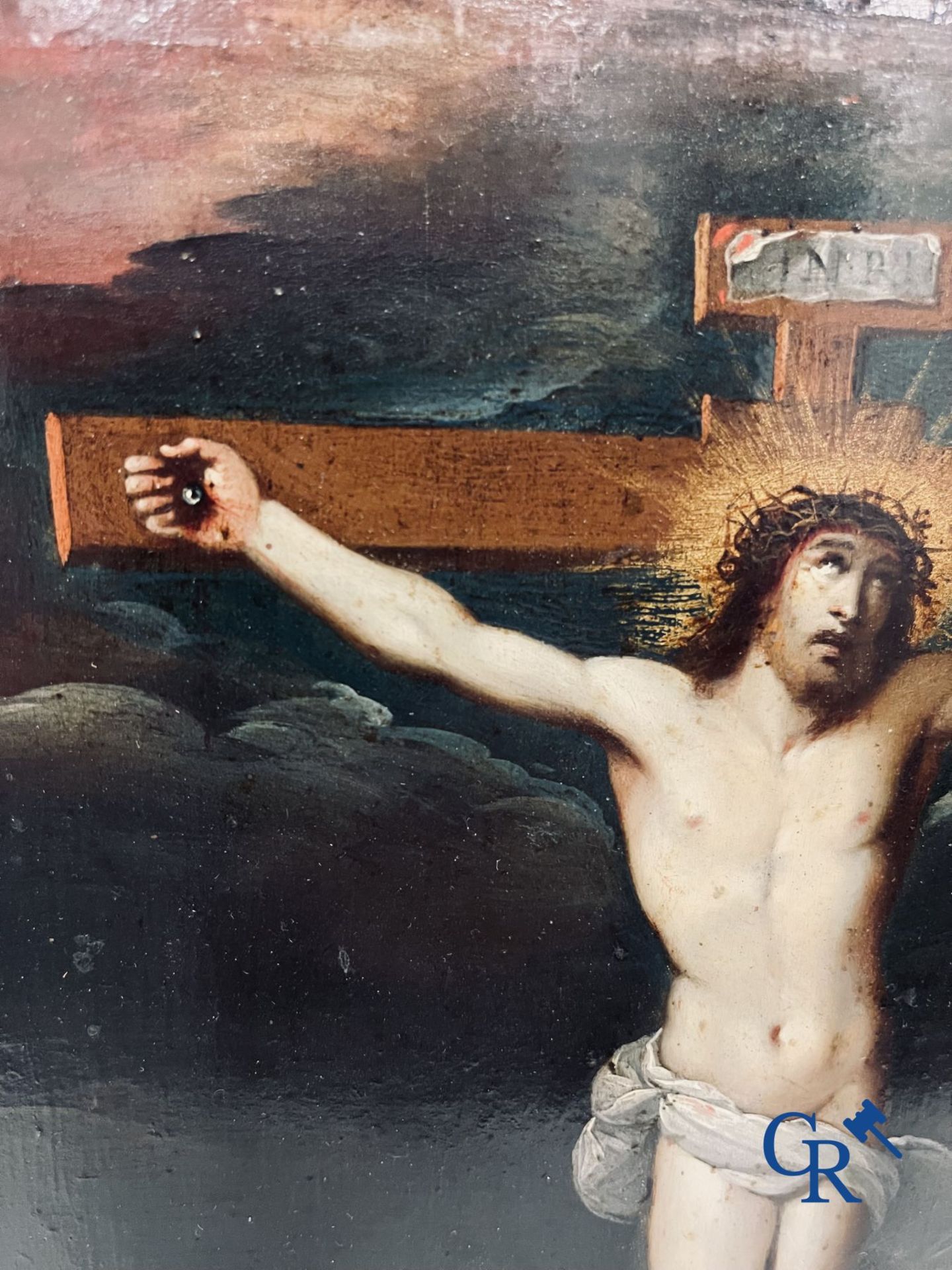 Flemish school: Christ on the cross. Oil on copper. 16th-17th century. - Bild 8 aus 12