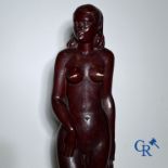 Clément Pardon(*) (Leuven 1901-1979) Sculpture of a standing nude in exotic wood.