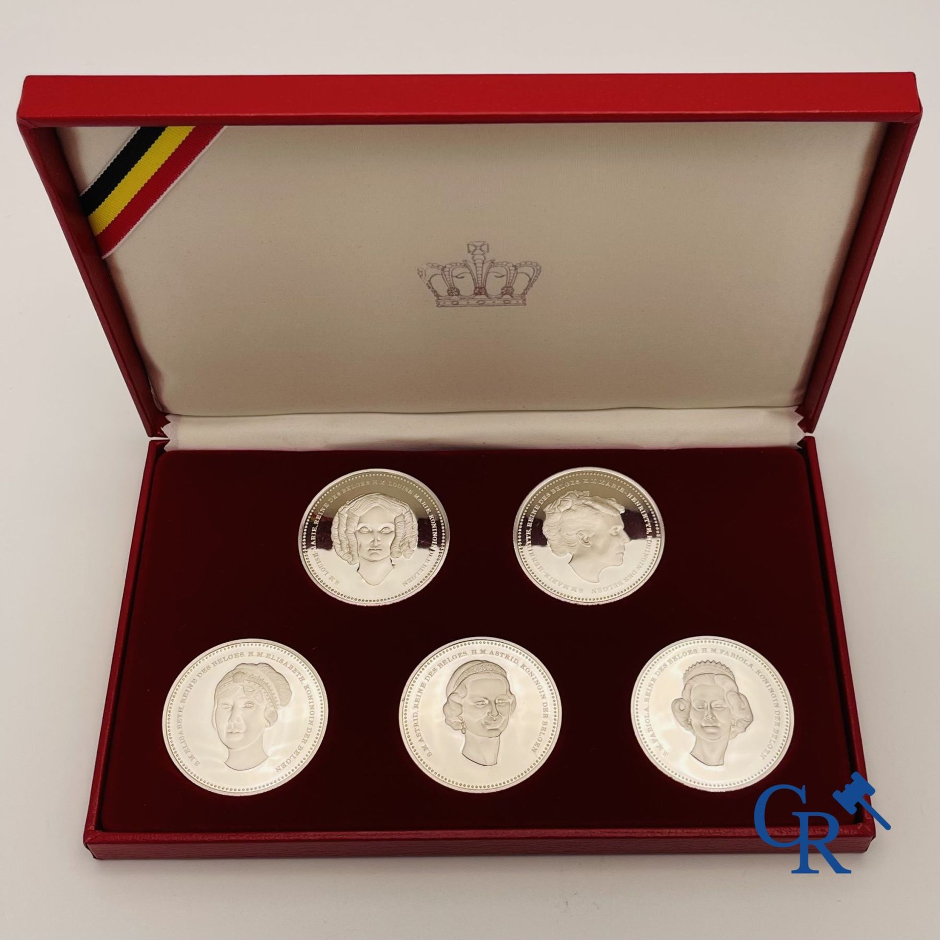 Sterling silver: Commemorative medals: 10 Portrait tokens of the kings and queens of Belgium. - Image 2 of 6