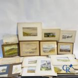 Interesting lot with gouaches and pastel drawings. Period 1880-1920.