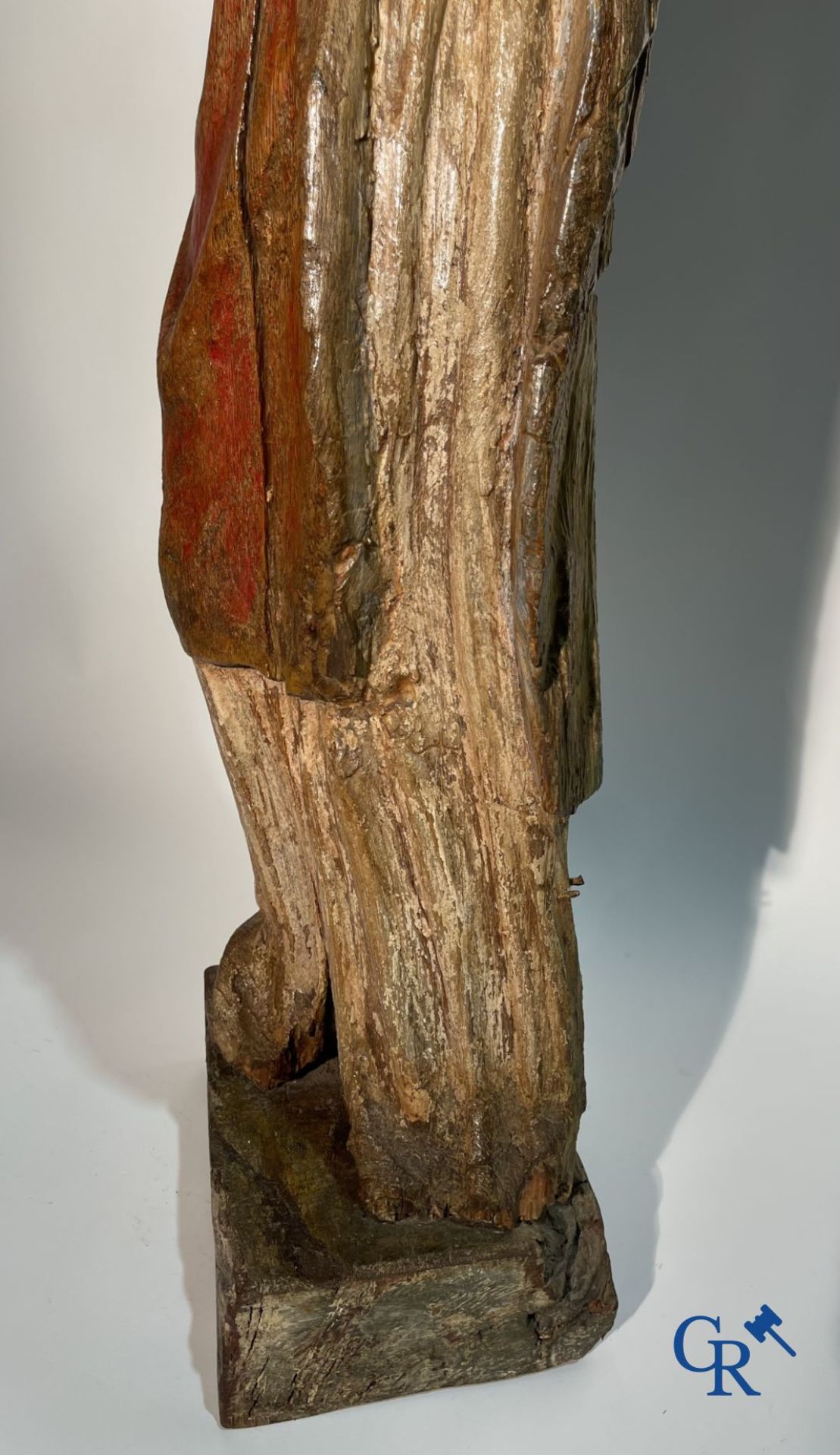 Wooden sculpture: Polychrome wood sculpture of a saint. Saint Stephen. Probably 17th century. - Bild 3 aus 26