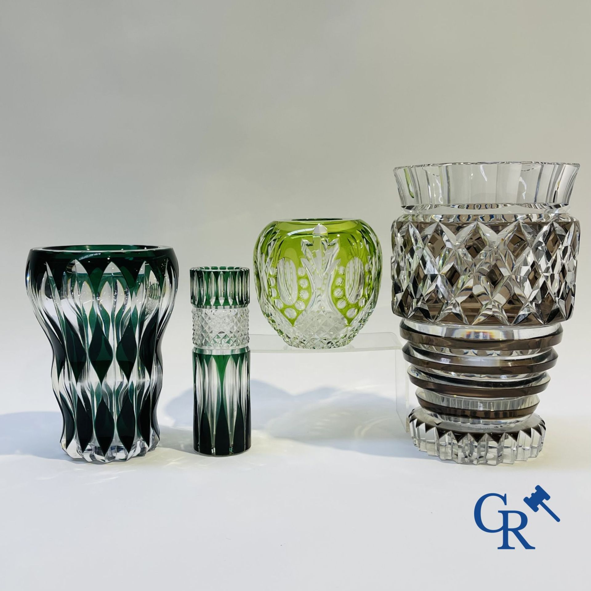 Glassware: 4 vases in crystal Val Saint Lambert.