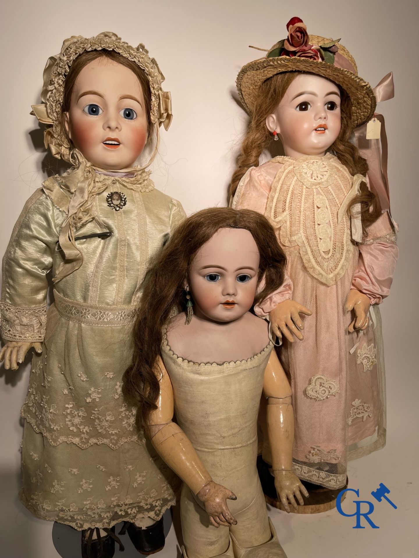 Toys: antique dolls: Lot of 3 dolls with porcelain head. - Image 3 of 13