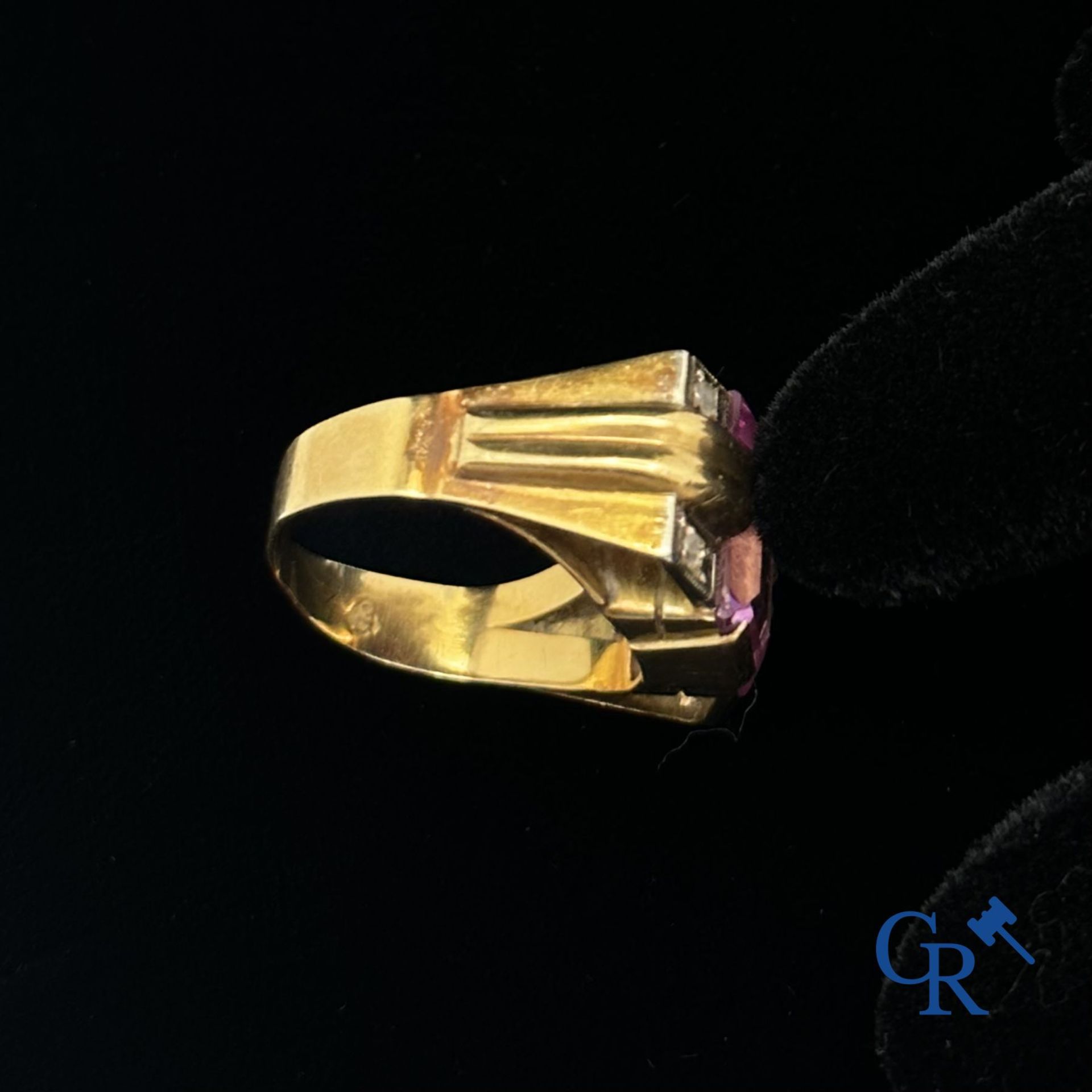 Jewel: Art Deco tank ring in yellow gold 18K. - Image 6 of 6