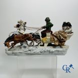 Group in Saxon porcelain: Napoleon flees Russia by Troika.