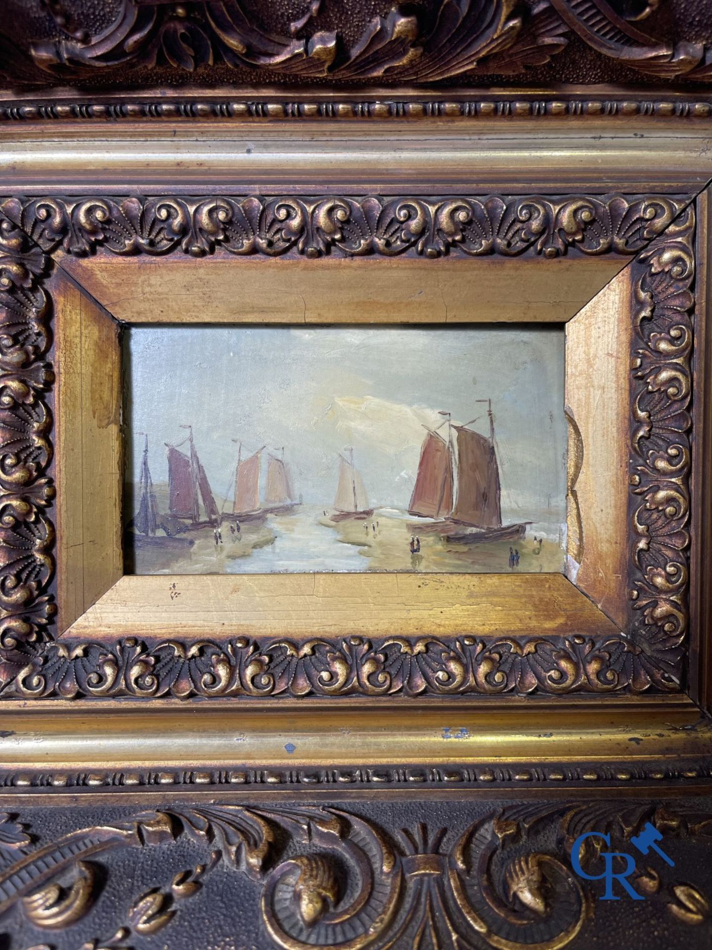 2 Paintings: Edouard Vanderhaeghen. Sailboat in the polders and a sea view. Signed illegibly. - Bild 7 aus 8