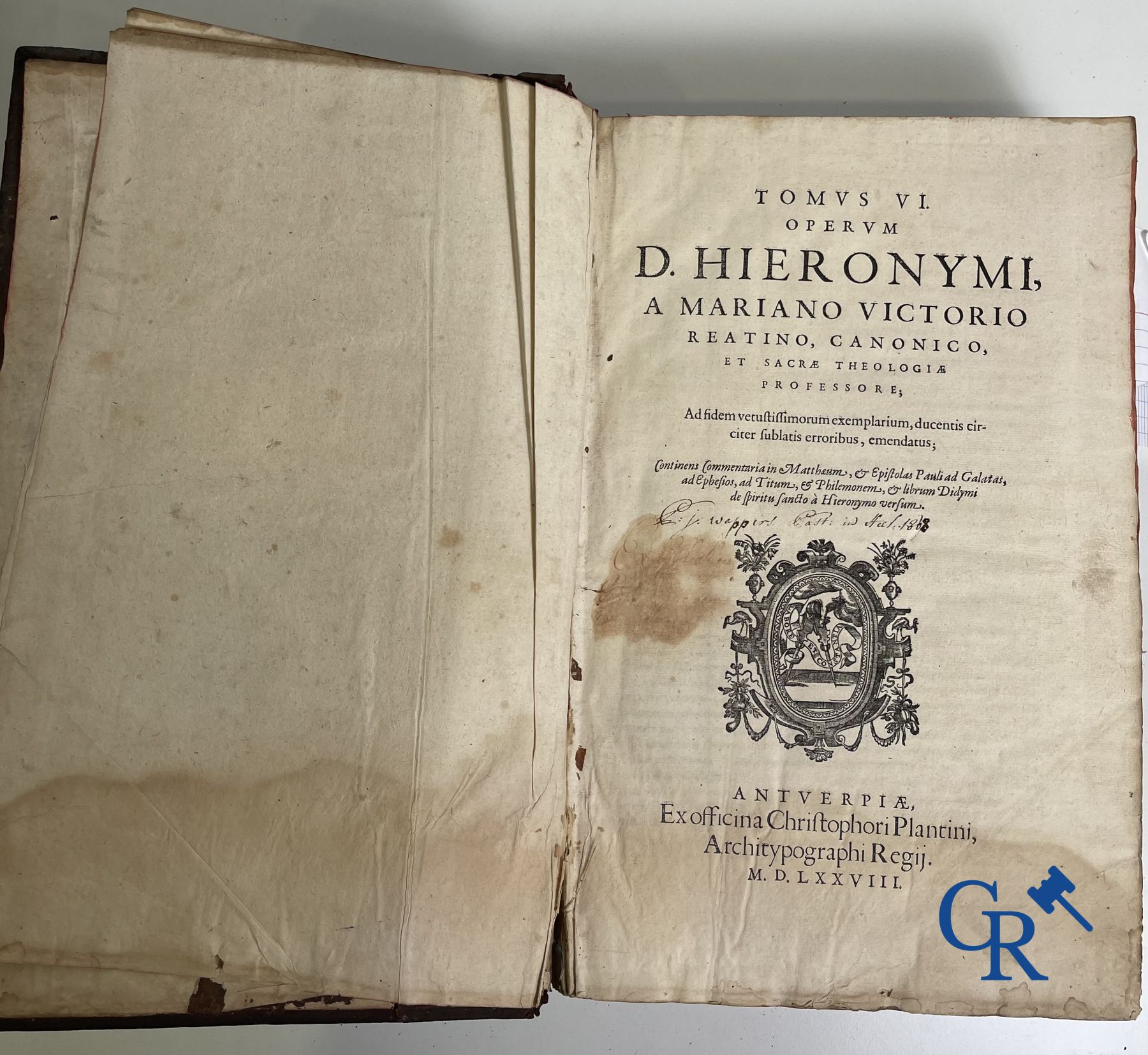 Early printed books: Les oeuvres de Saint Jerome, Mariani Victorij Reatini. Atelier Plantijn (1578-1 - Image 20 of 26