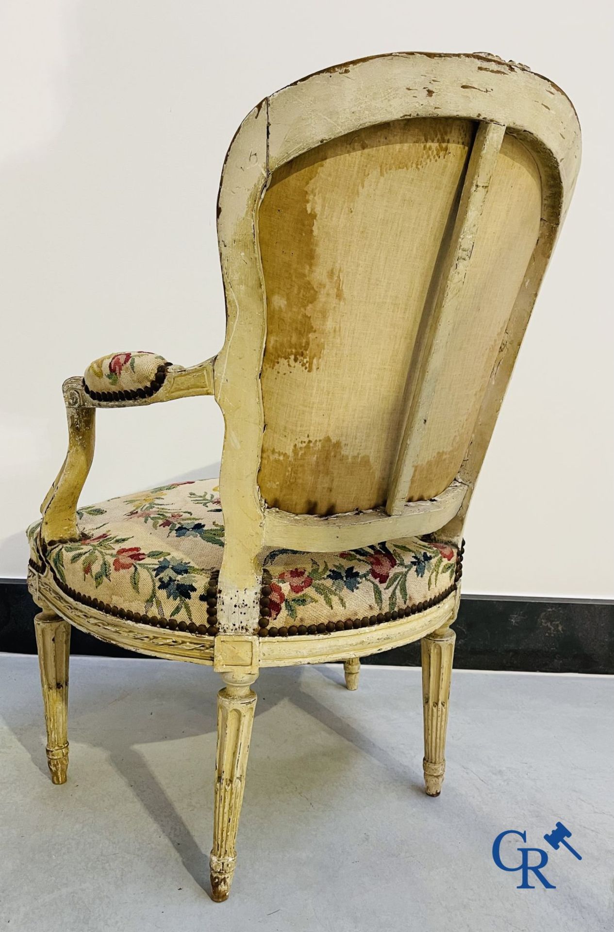 Ladies dressing table with gallant paintings, and a lacquered armchair transitional period Louis XV  - Image 17 of 17