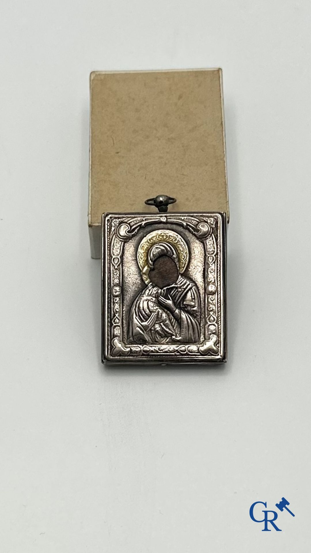 Jewellery-silver: Russian work: Caucasian belt in silver and pendant with icon in silver. - Image 3 of 3