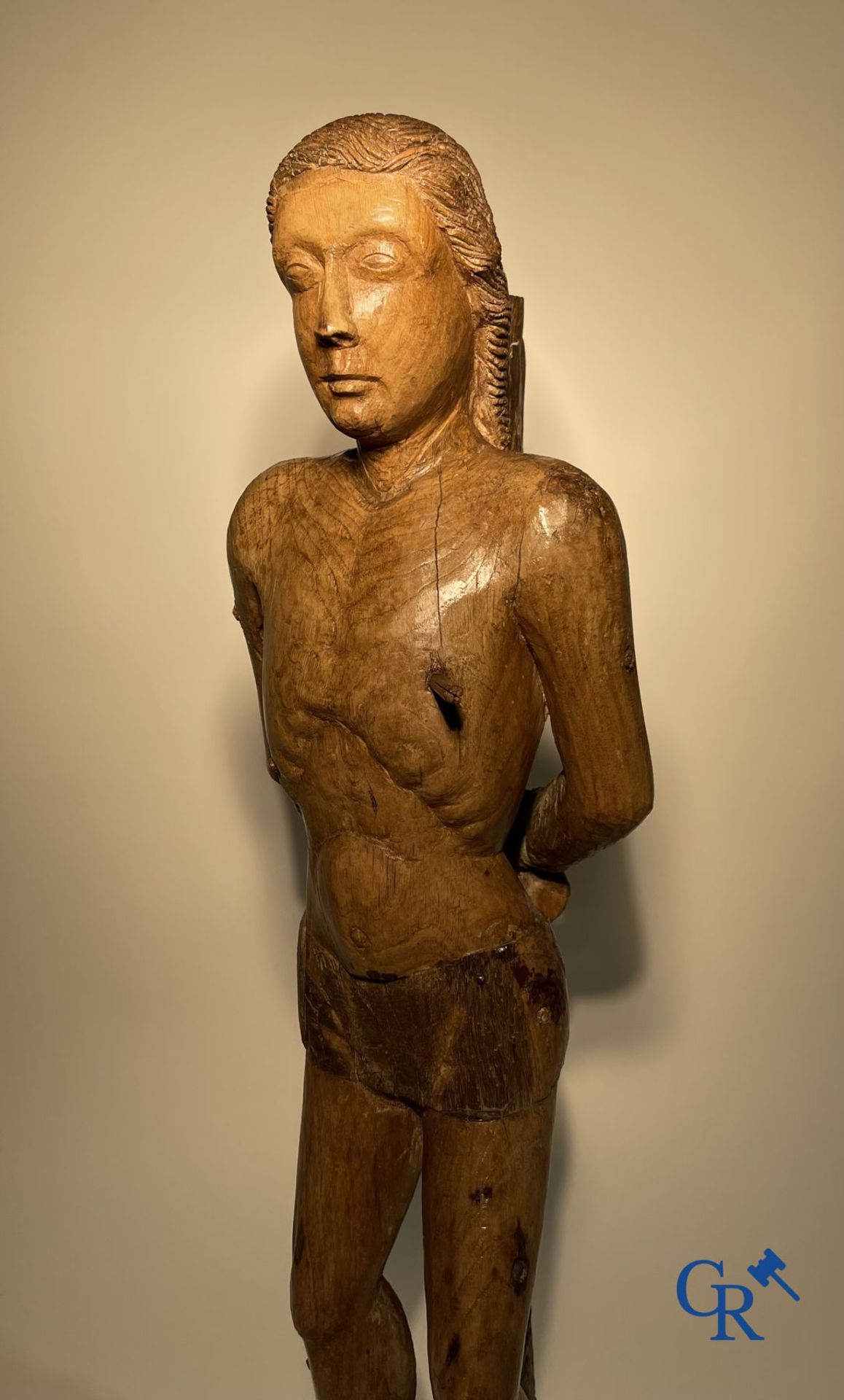 Wooden sculpture: Saint Sebastian 16th - 17th century. - Image 14 of 18