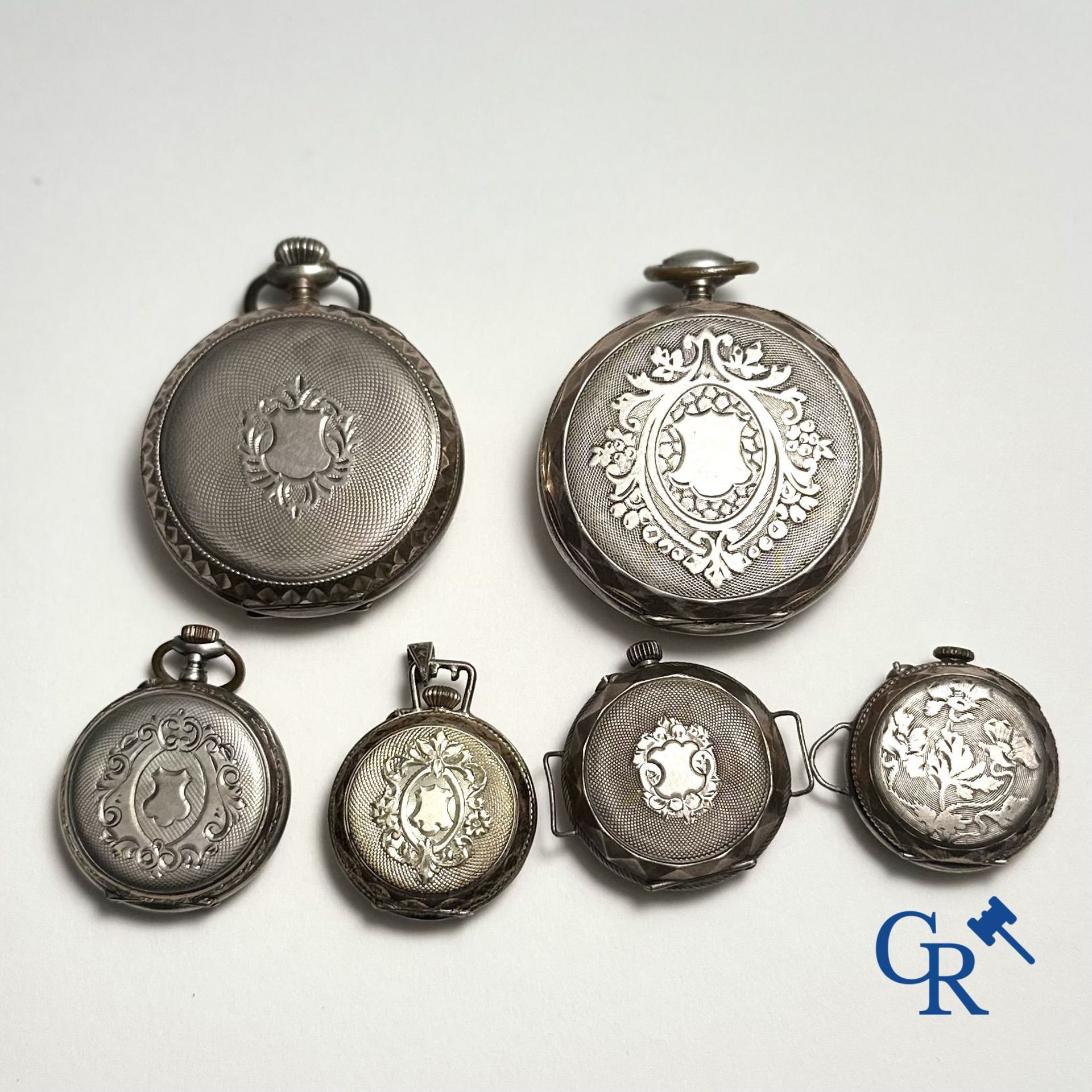 Watches: Lot consisting of 2 pocket watches and 4 ladies watches in silver (800°/00) - Image 2 of 4