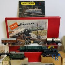 Old toys: Trix Germany, Trix Express, beautiful lot with locomotive, wagons, large lot of rails and 