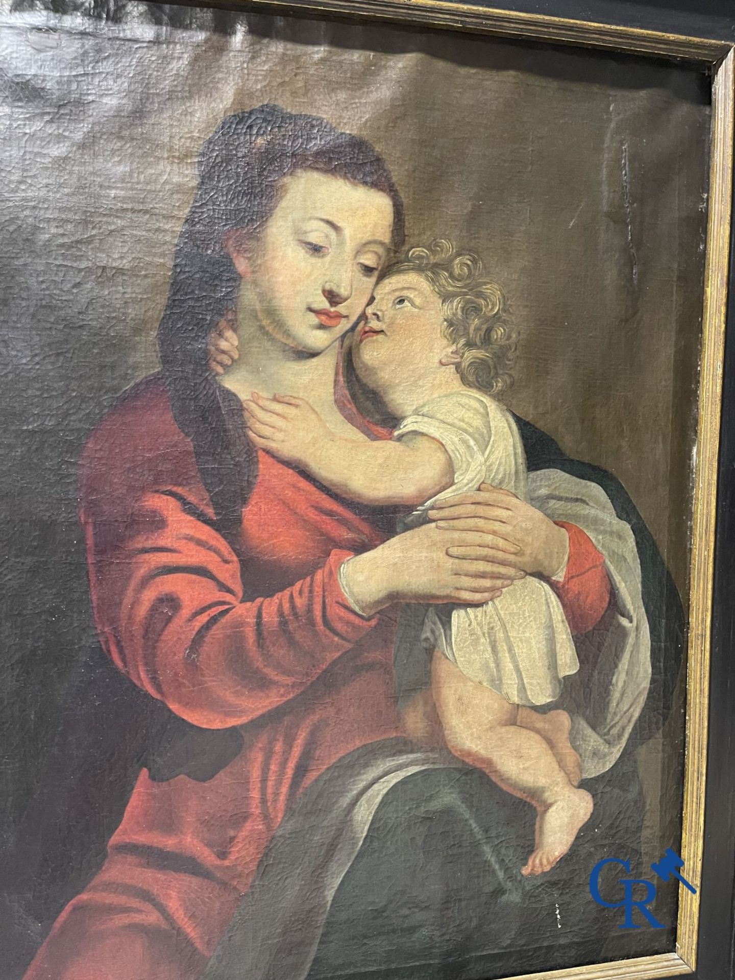 Painting: oil on canvas. Mary with child. - Image 4 of 5