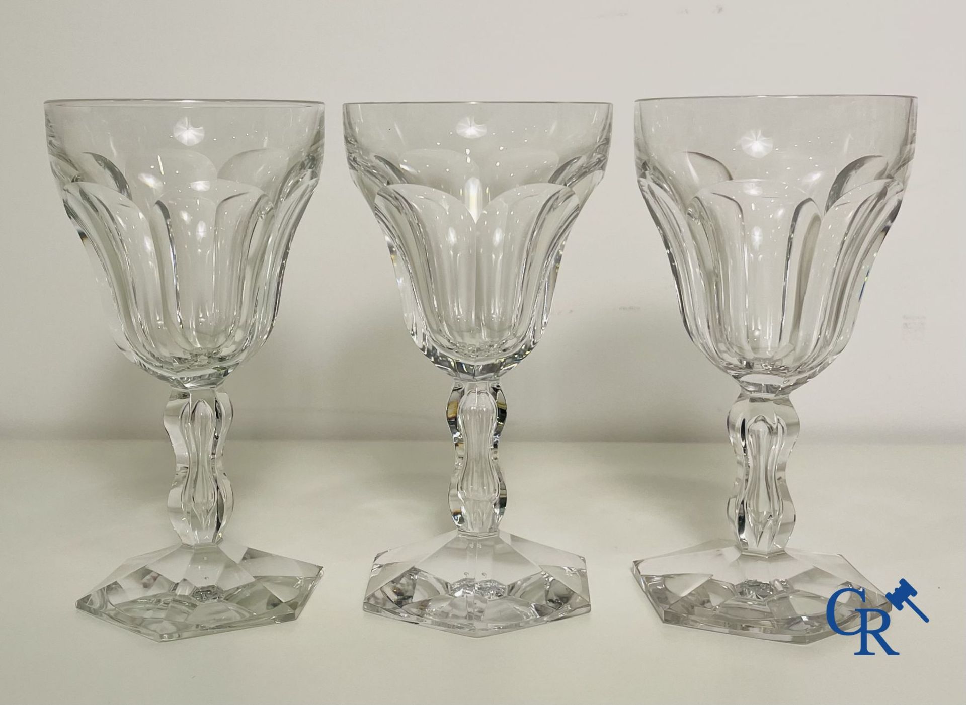 Val Saint Lambert: 6 water glasses Metternich, 2 rose water glasses Danse de flore and an Art Deco v - Image 5 of 12