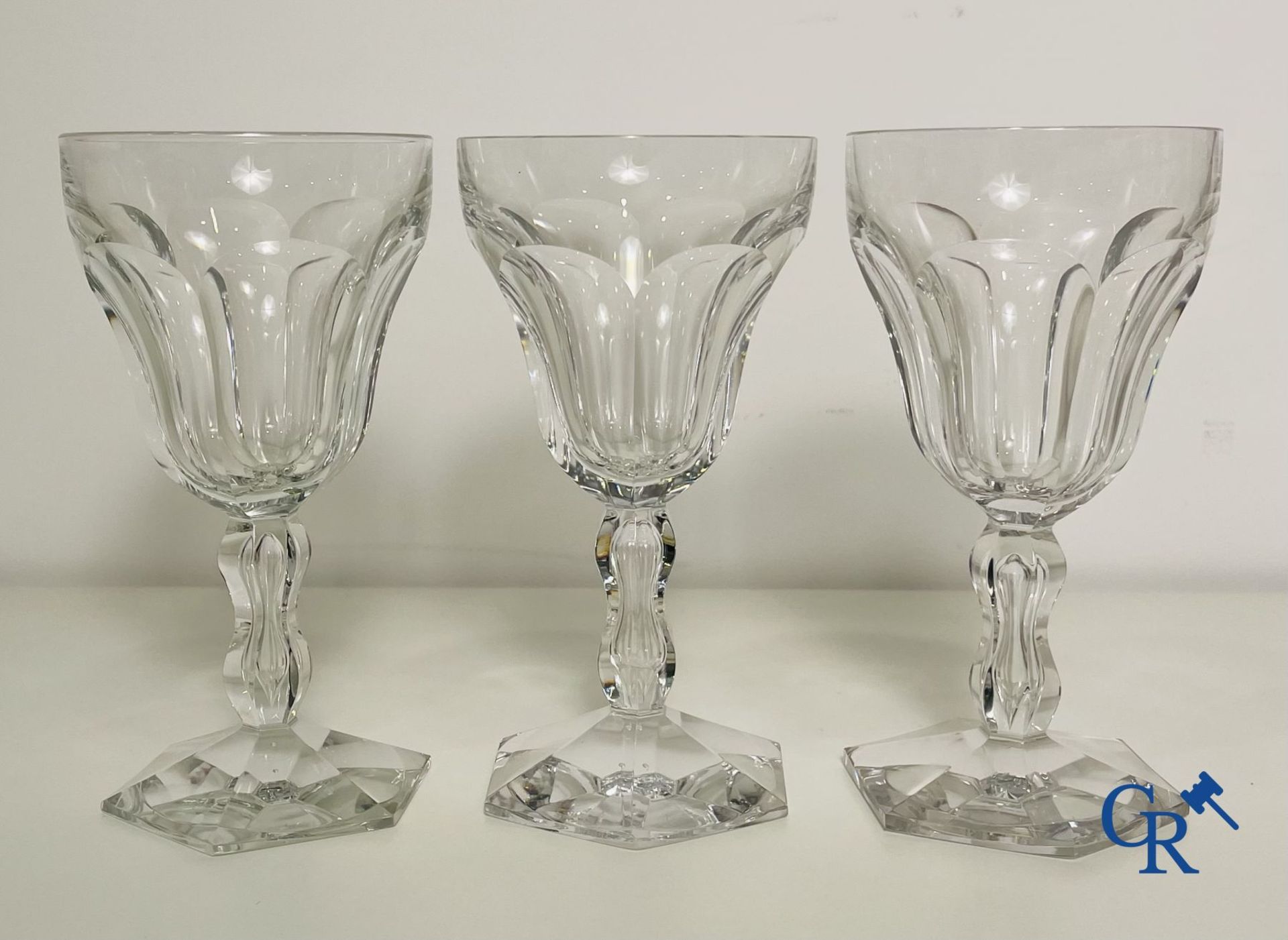 Val Saint Lambert: 6 water glasses Metternich, 2 rose water glasses Danse de flore and an Art Deco v - Bild 5 aus 12