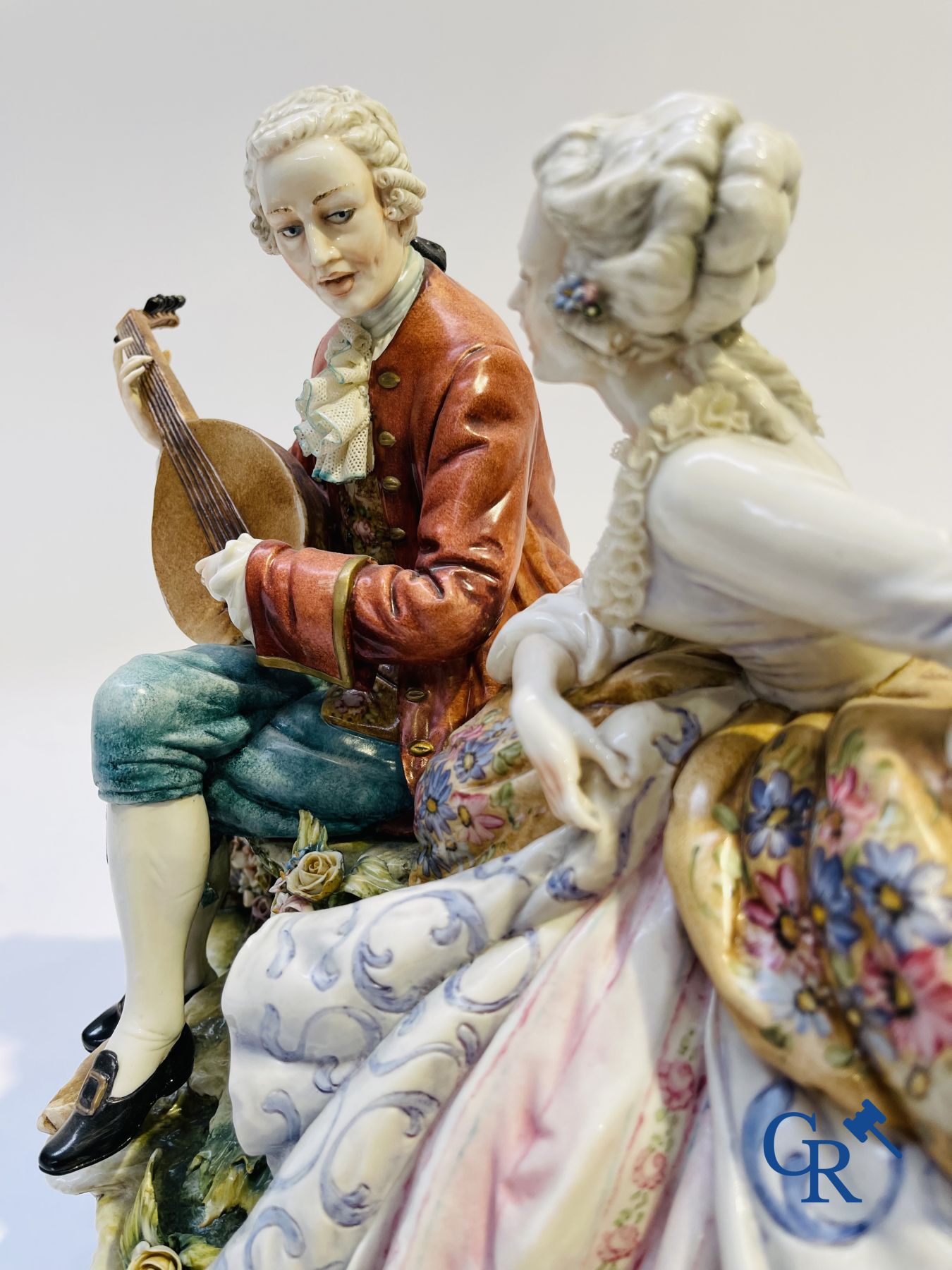 Porcelain: Capodimonte: Exceptional group in Italian porcelain with lace. - Image 10 of 12