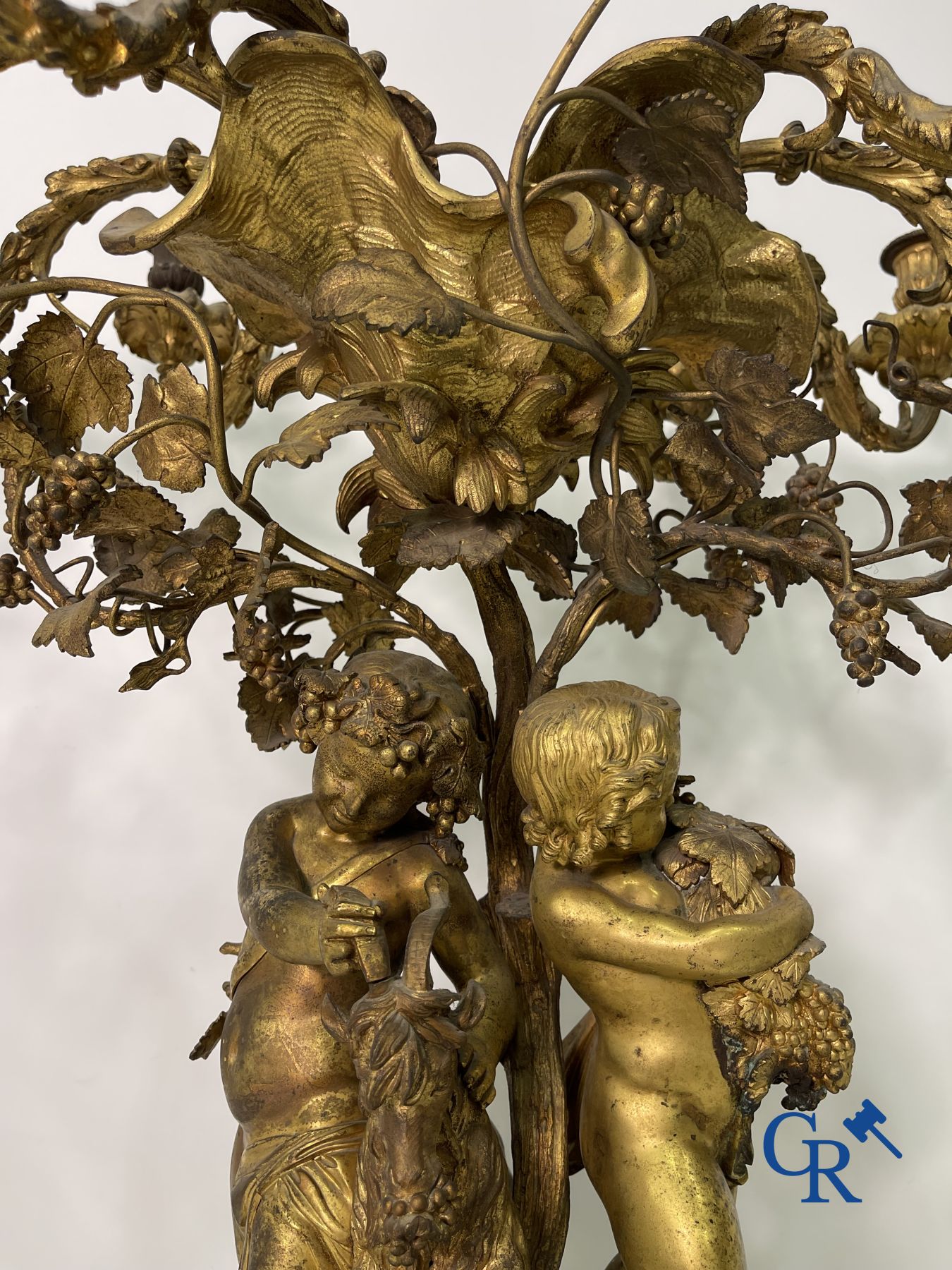 A pair of imposing bronze candlesticks with putti in LXVI style. Napoleon III period. - Image 10 of 32