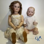 Toys: antique dolls: a lot of 2 antique dolls with porcelain heads.