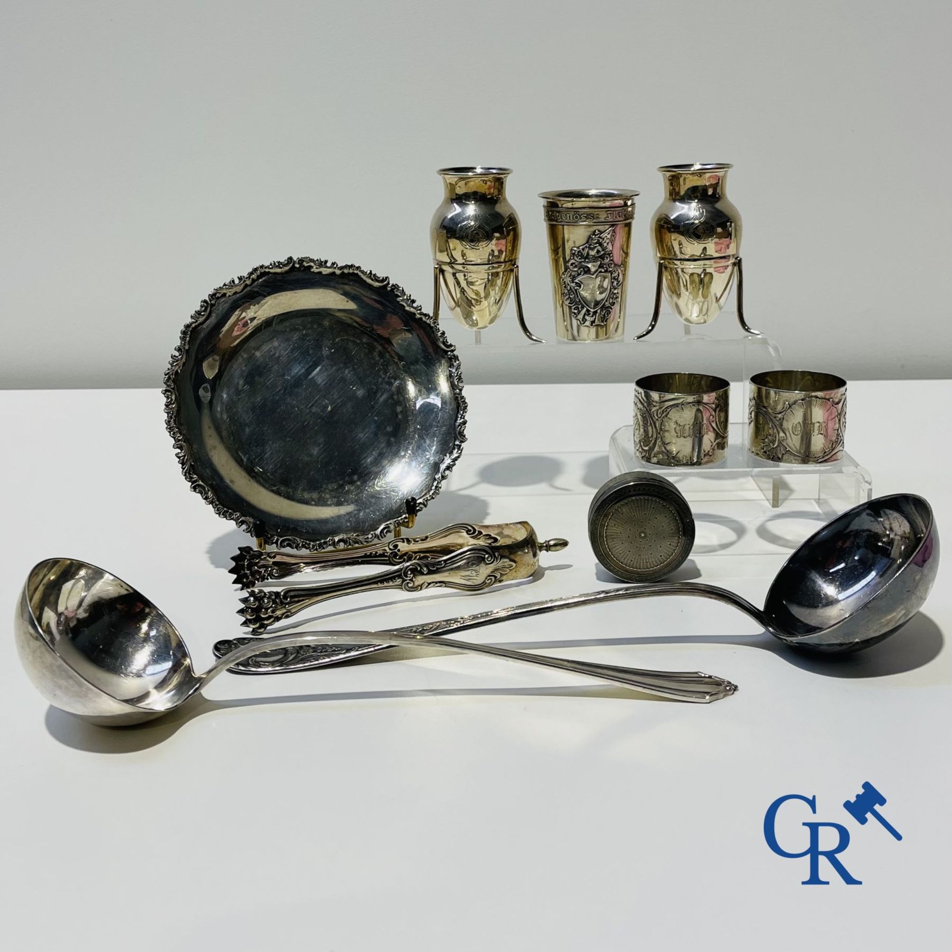 Silver: Lot of various pieces of silver (various hallmarks) 19th-20th century.