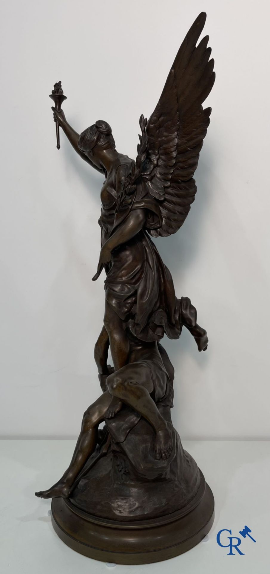 Emile Louis Picault: (Paris 1833 - 1915) Bronze sculpture. Le Génie du Progrès. - Image 11 of 17