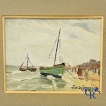 Louis-George. 3 beach views, oil on panel. Dated 1930.
