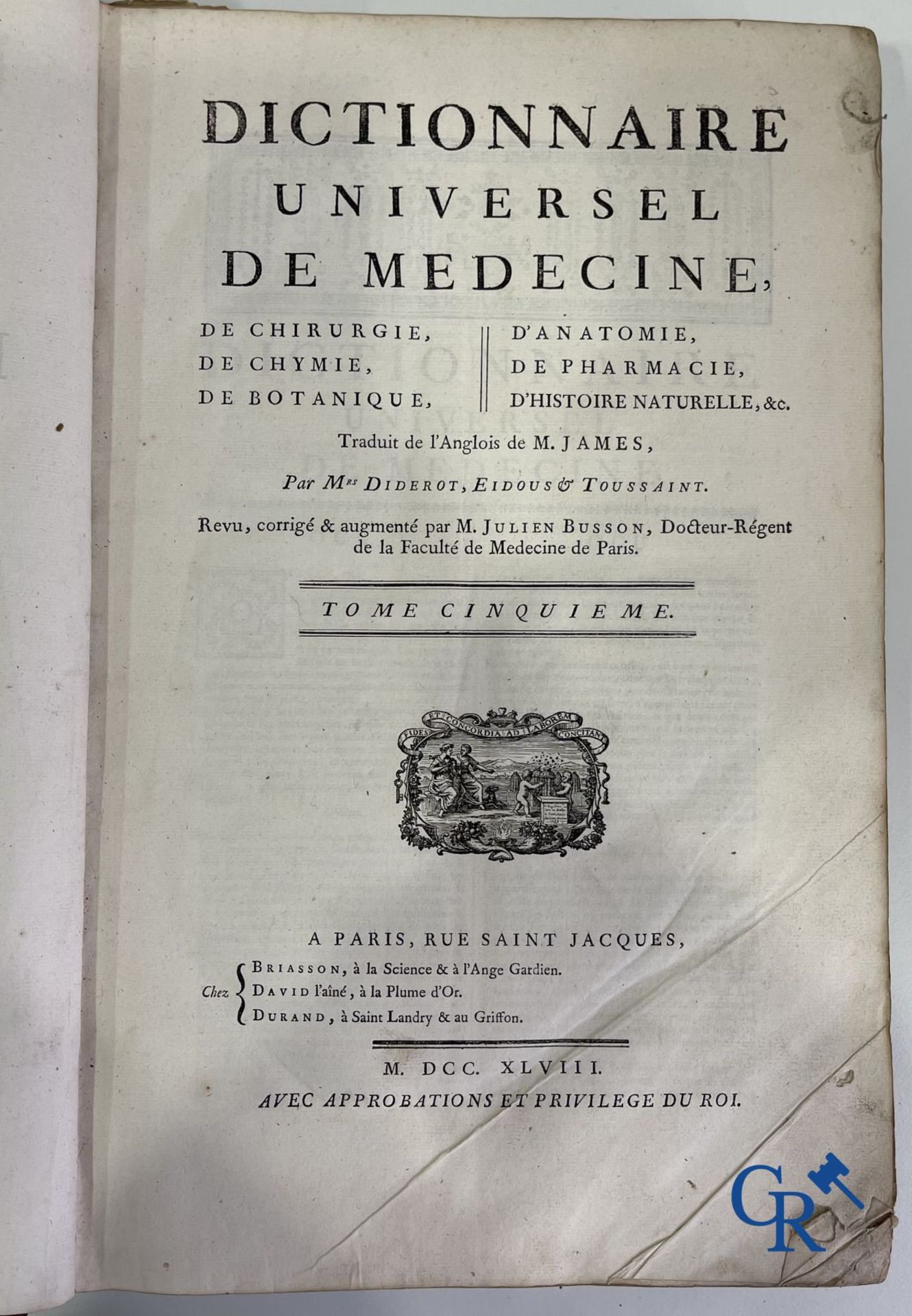 Early printed books: Dictionnaire Universel de Medecine, Robert James. 6 volumes, Paris 1746-1748. - Image 29 of 35