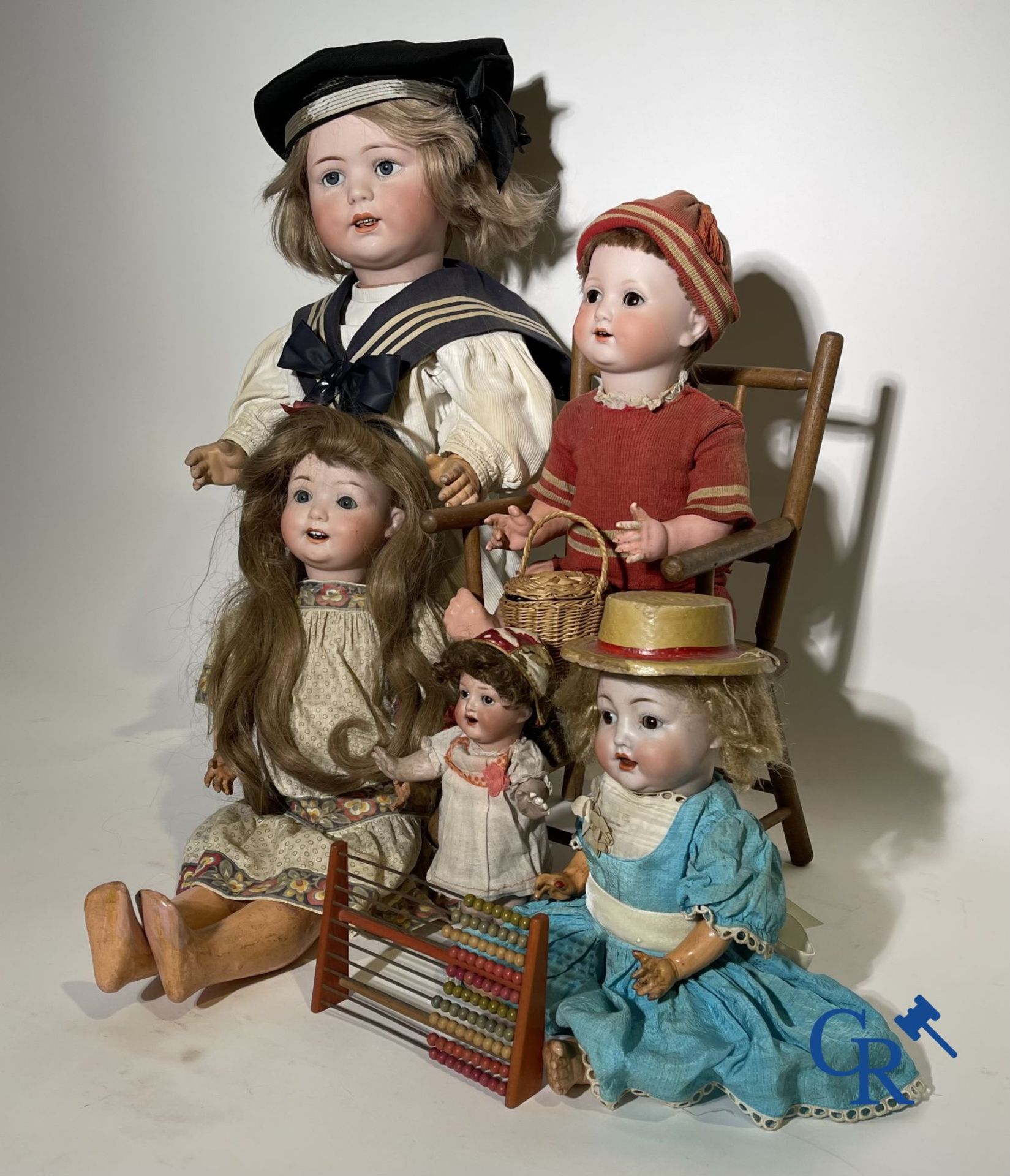 Toys: antique dolls: 5 German character dolls with porcelain head. - Image 3 of 15