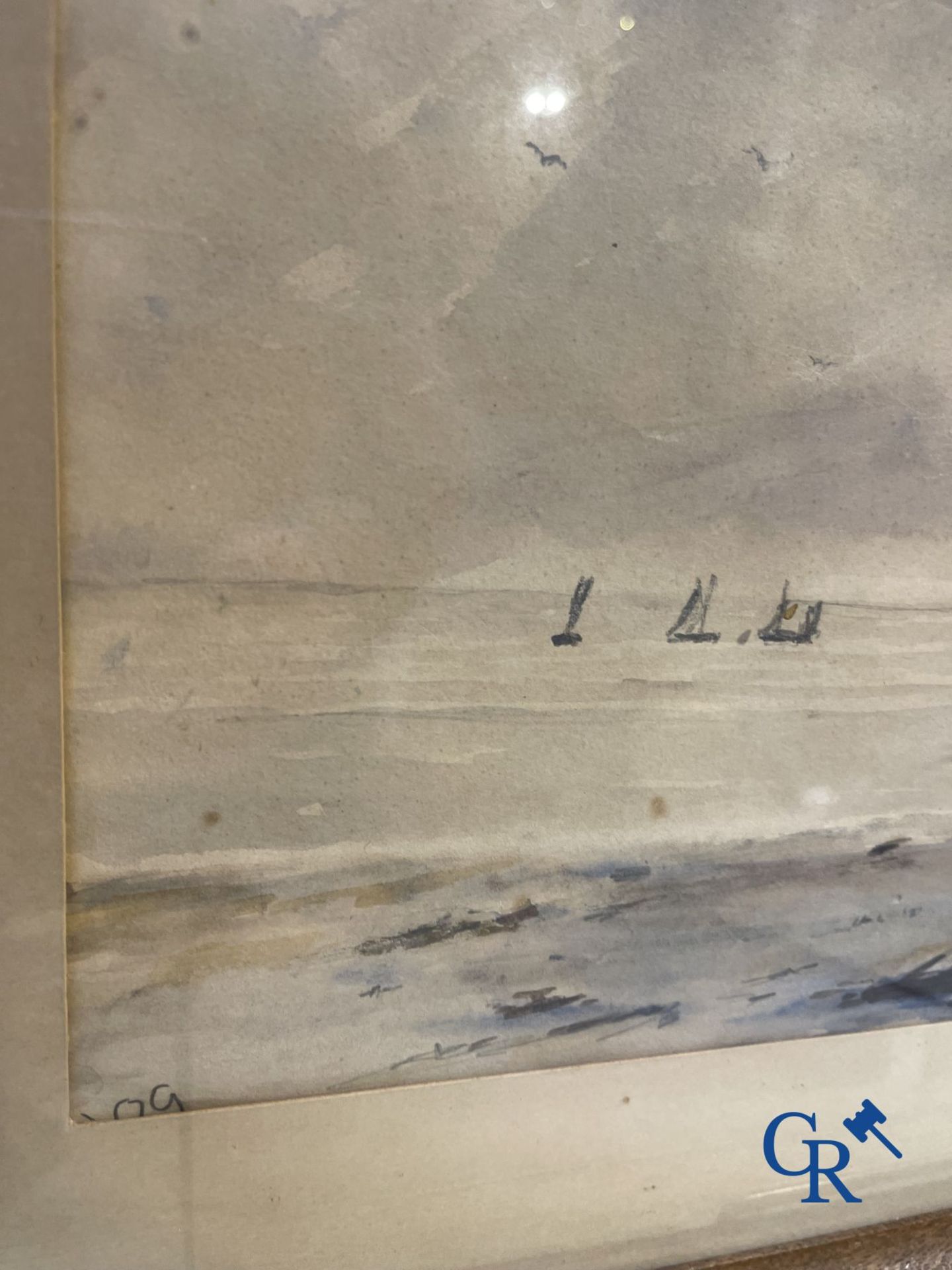 Interesting lot with gouaches and pastel drawings. Period 1880-1920. - Image 6 of 20