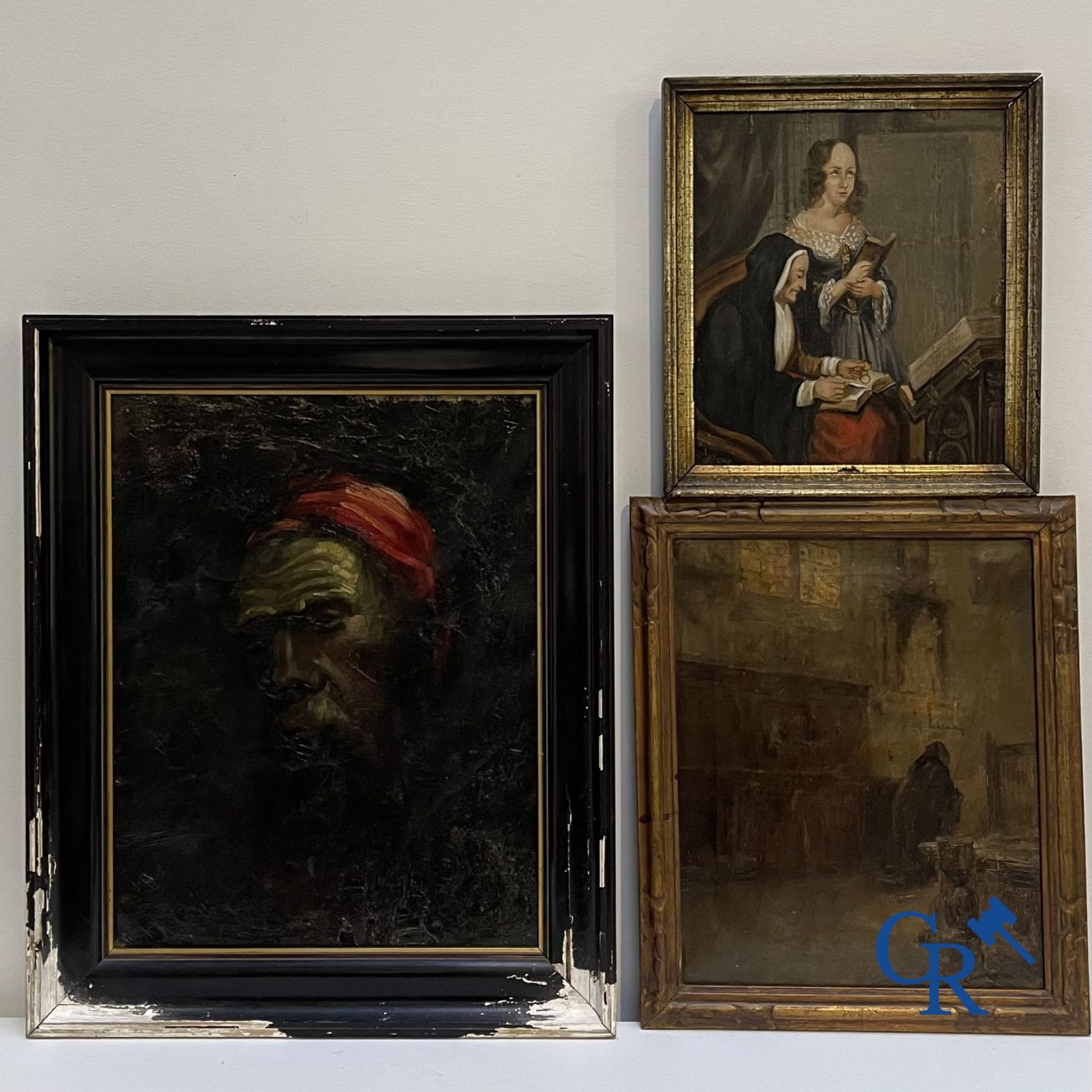 Paintings: a lot of 3 paintings.