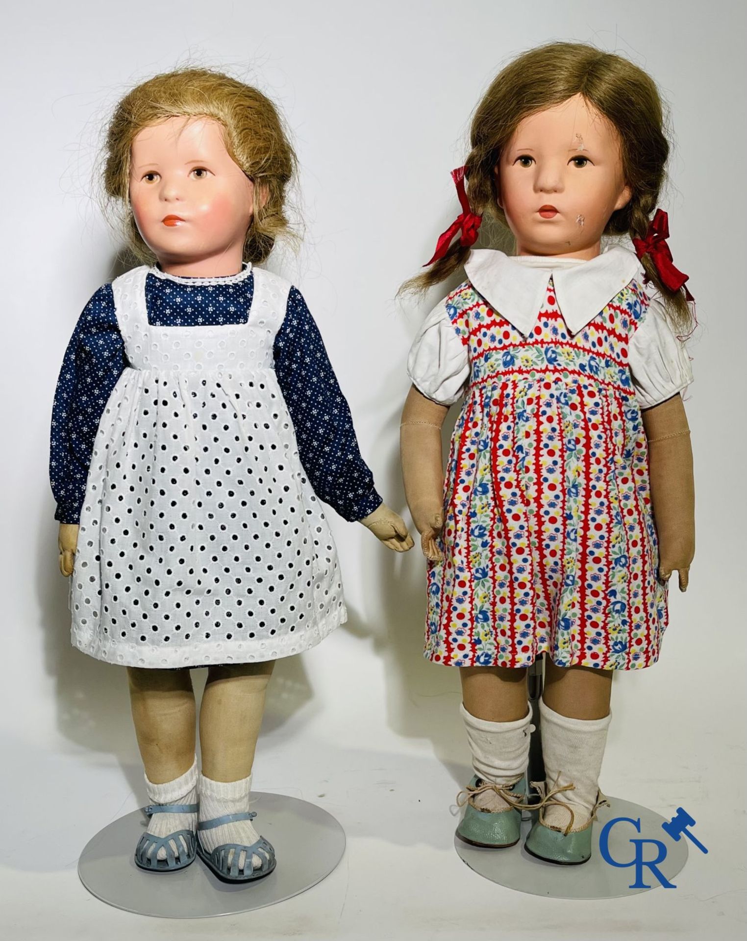 Toys: antique dolls: a lot of 6 dolls with a miniature grocery store attached. - Image 8 of 17