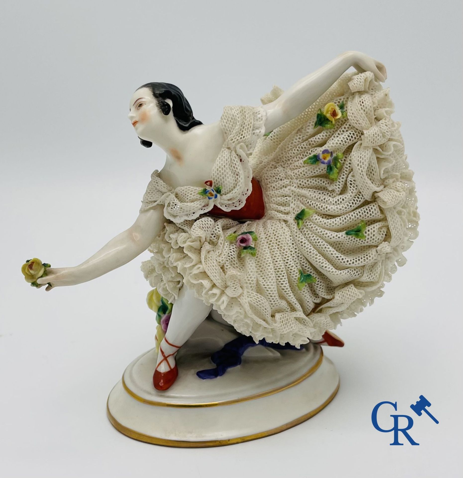 Volkstedt Rudolstadt: 3 dancers in fine porcelain, lace porcelain. - Image 3 of 20