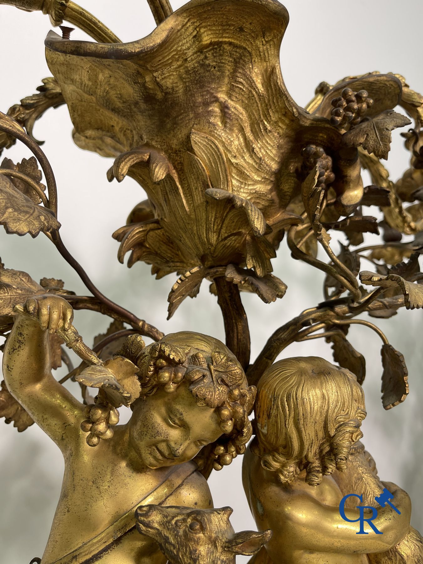 A pair of imposing bronze candlesticks with putti in LXVI style. Napoleon III period. - Image 15 of 32