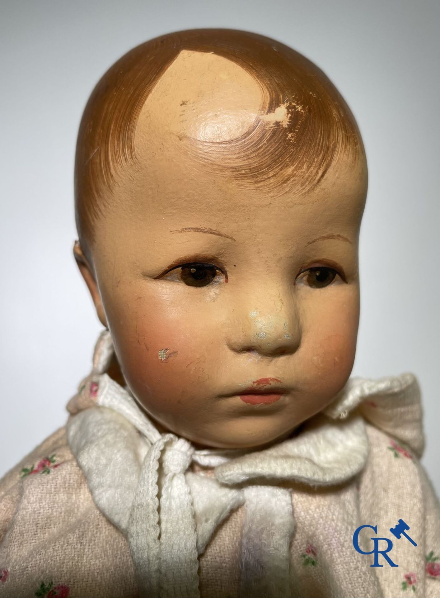 Toys: antique dolls: a lot of 6 dolls with a miniature grocery store attached. - Image 12 of 17