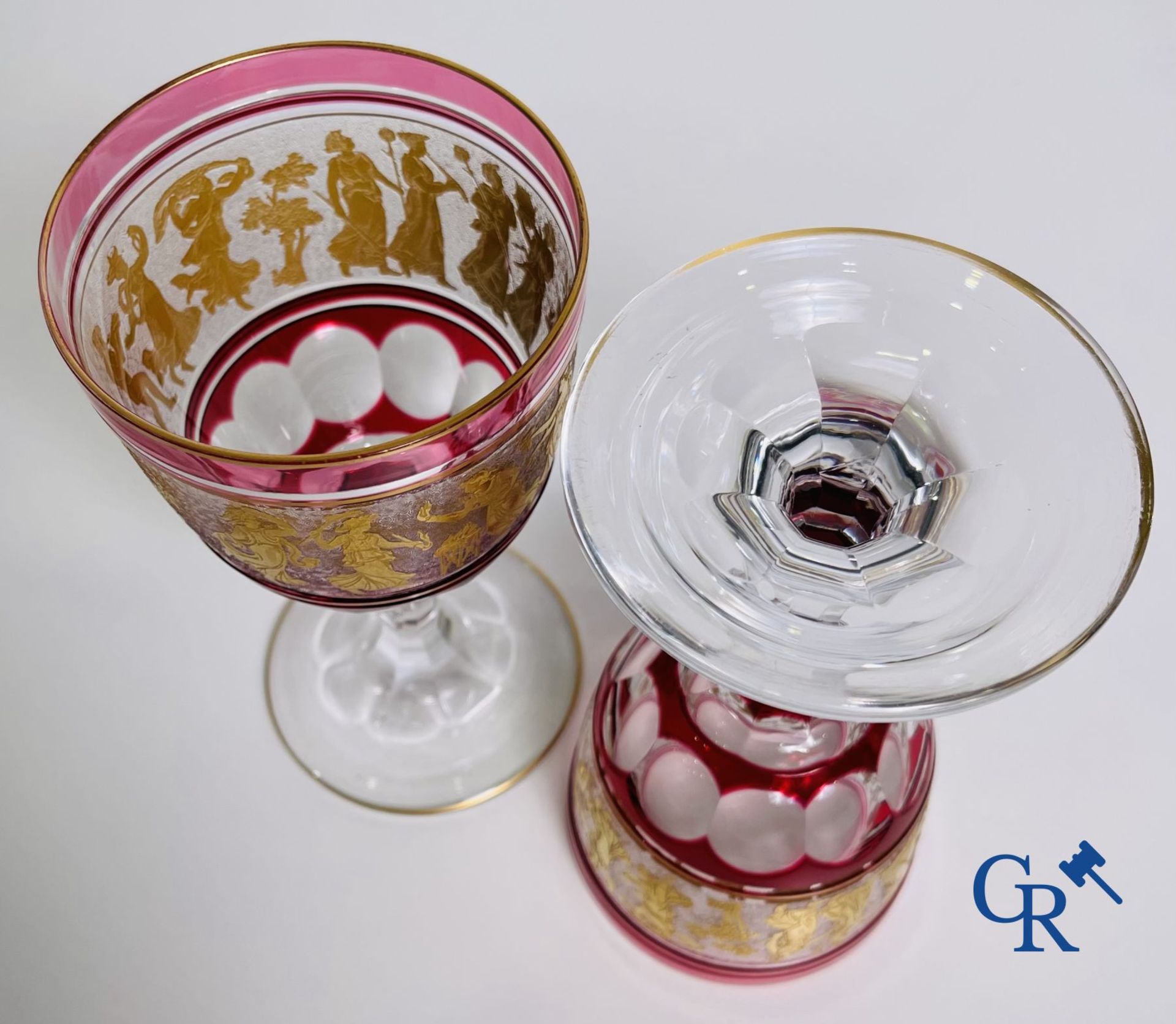 Val Saint Lambert: 6 water glasses Metternich, 2 rose water glasses Danse de flore and an Art Deco v - Bild 11 aus 12