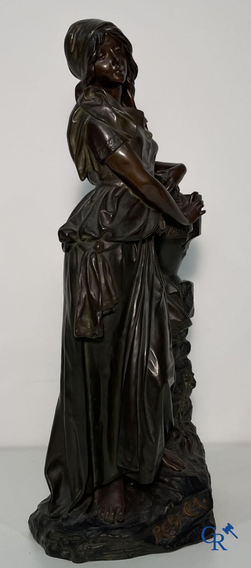 Edmond Lefever: (Ypres 1839-Schaarbeek 1911) "Rebecca" oriental bronze statue. - Bild 4 aus 16