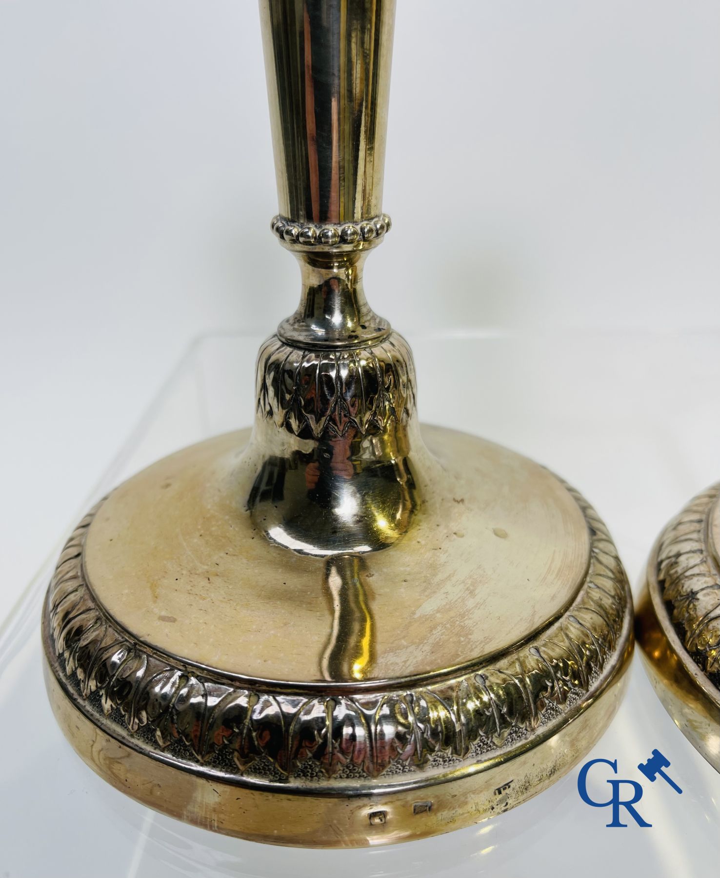 Silver: Pair of silver candlesticks probably Namur, Jean-Baptiste Fallon. - Image 6 of 23