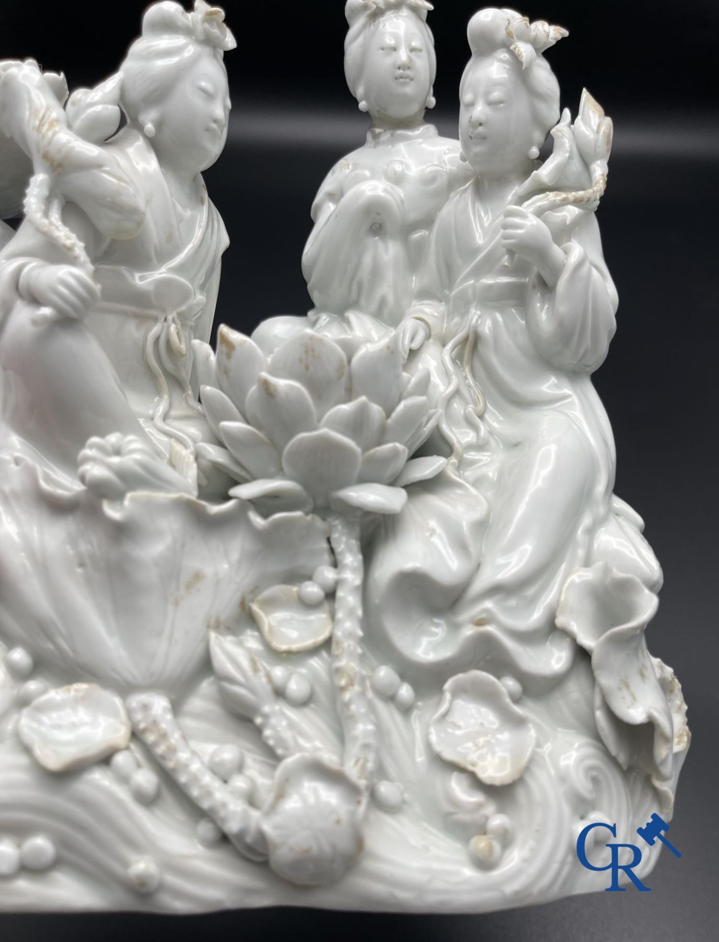 Chinese porcelain: A Buddhist lion and a group in blanc de Chine. - Image 15 of 28