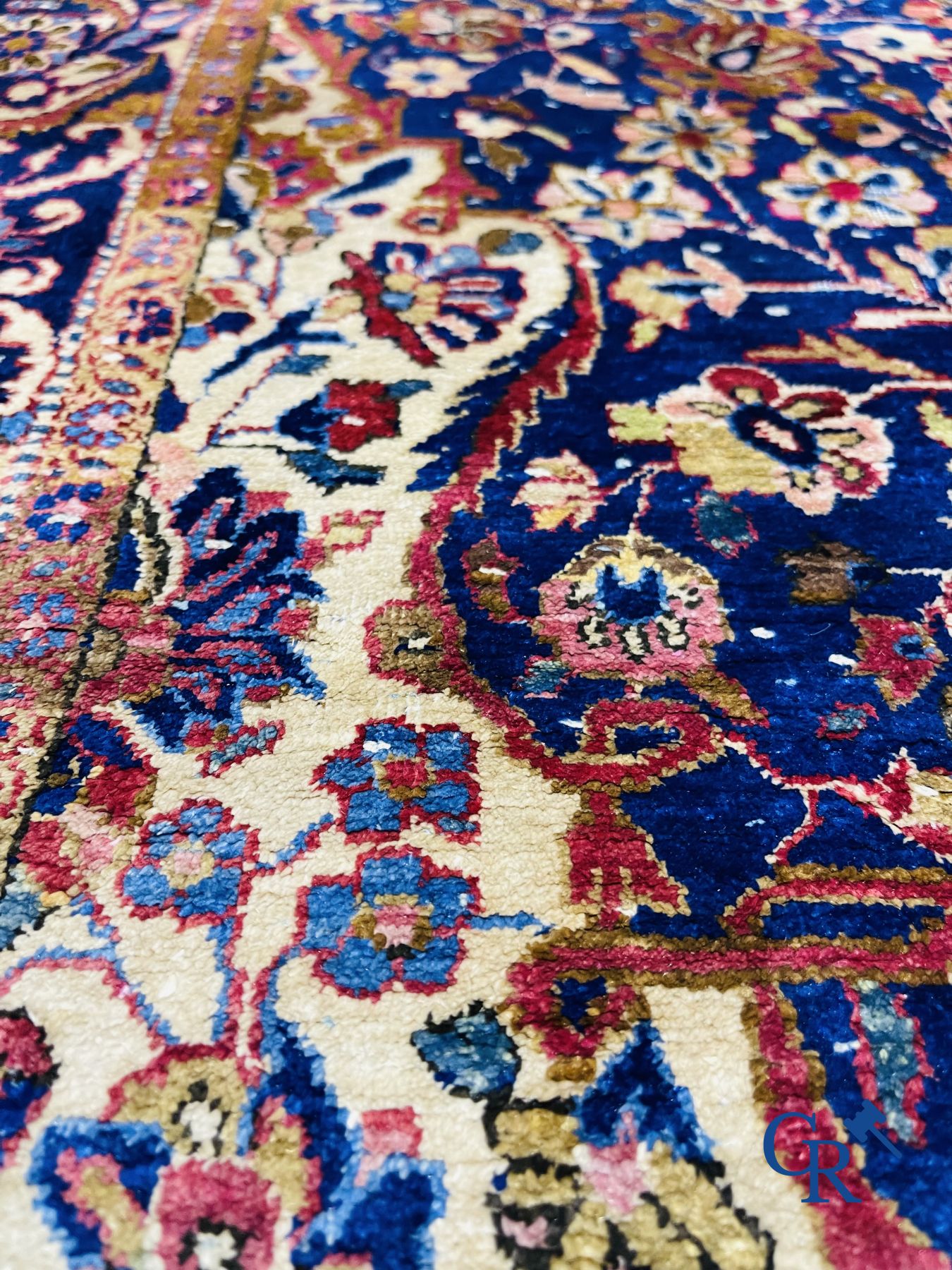 Oriental carpets: Antique silk carpet with floral decor. - Image 8 of 10