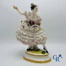 Volkstedt Rudolstadt: Large figure of a dancer in "lace porcelain".