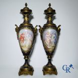 Porcelain: Sèvres: Pair of large bronze mounted vases in Sevres porcelain.