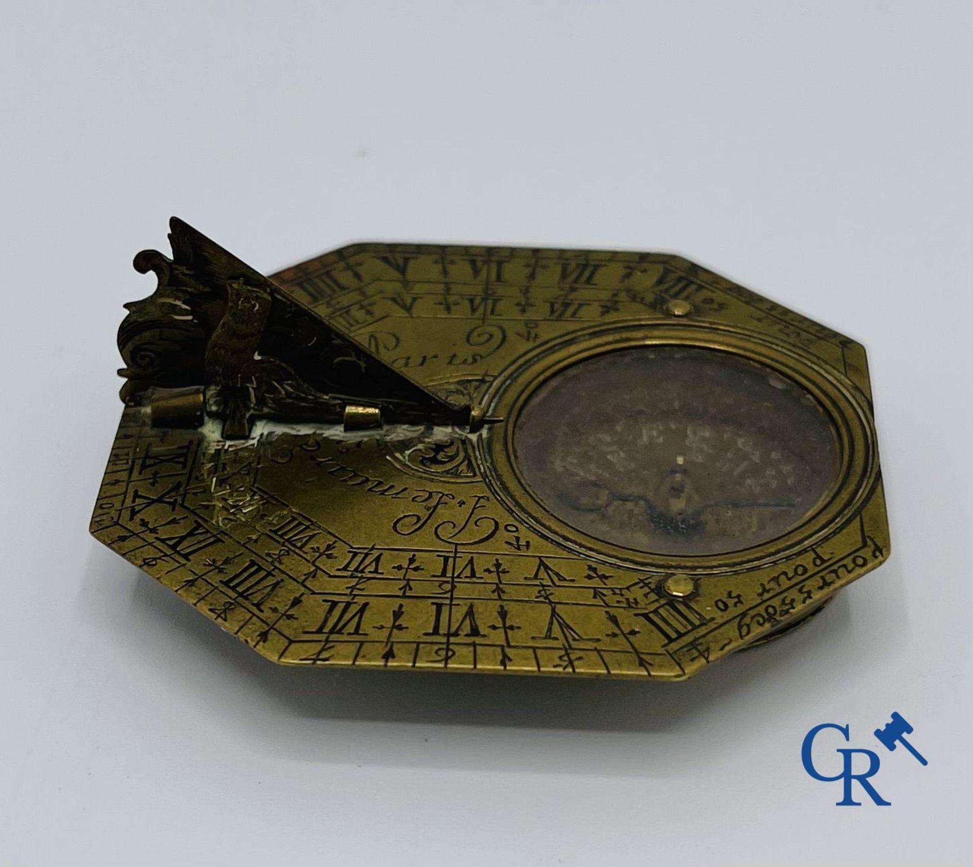 Lemaire à Paris: Octagonal pocket sundial and compass. Early 18th century. - Bild 7 aus 7