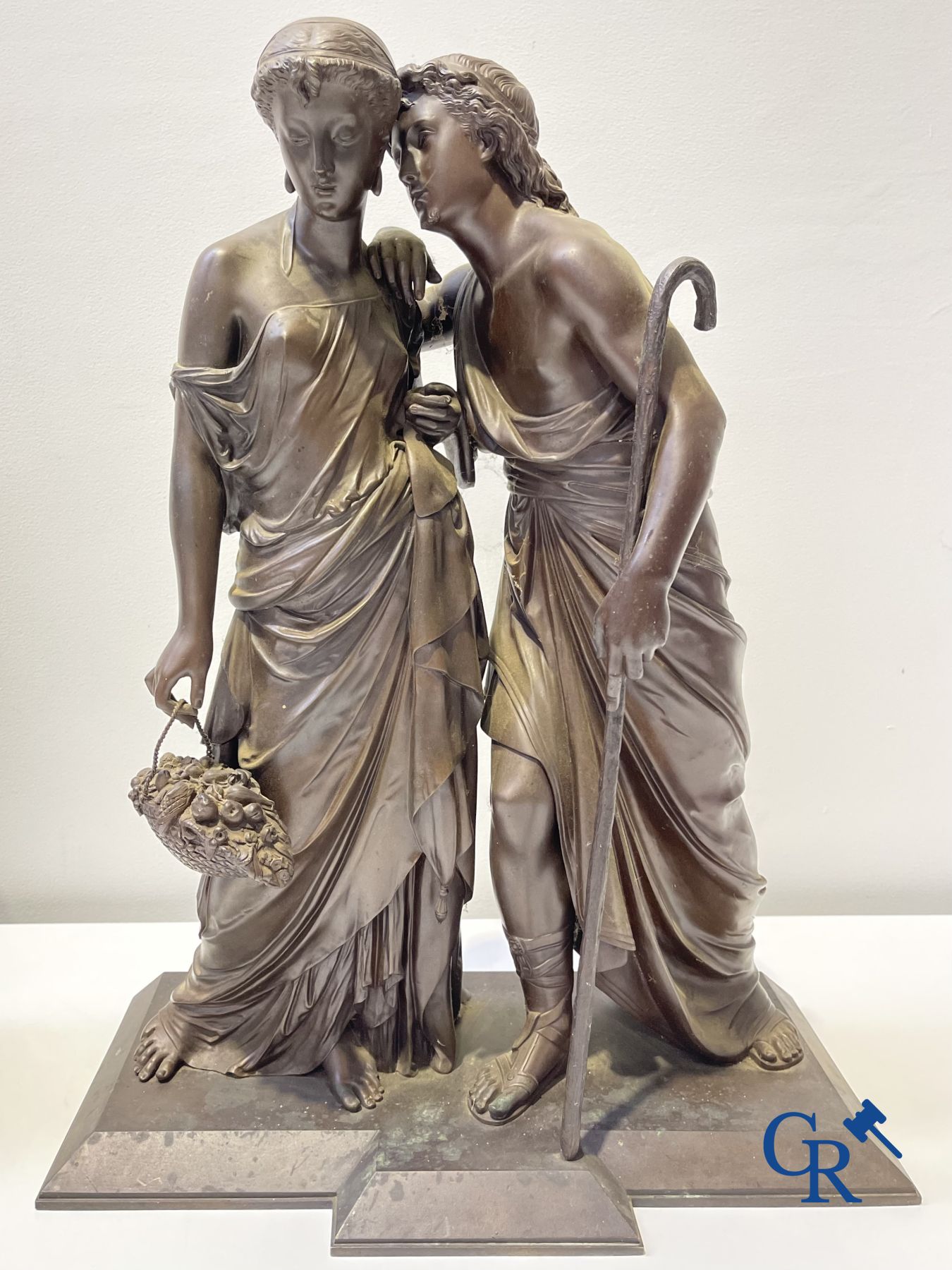 2 Bronze sculptures. Leon Grégoire and Leon Pilet "Allégorie de la fidélité". 19th century. - Image 3 of 21