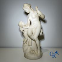 Marble statue after Etienne Maurice Falconnet. Venus and Cupid. 19th century. Signed Falconnet.