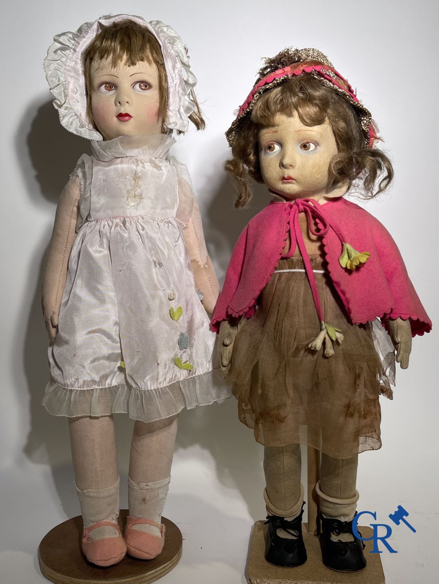 Toys: antique dolls: a lot of 6 dolls with a miniature grocery store attached. - Image 7 of 17