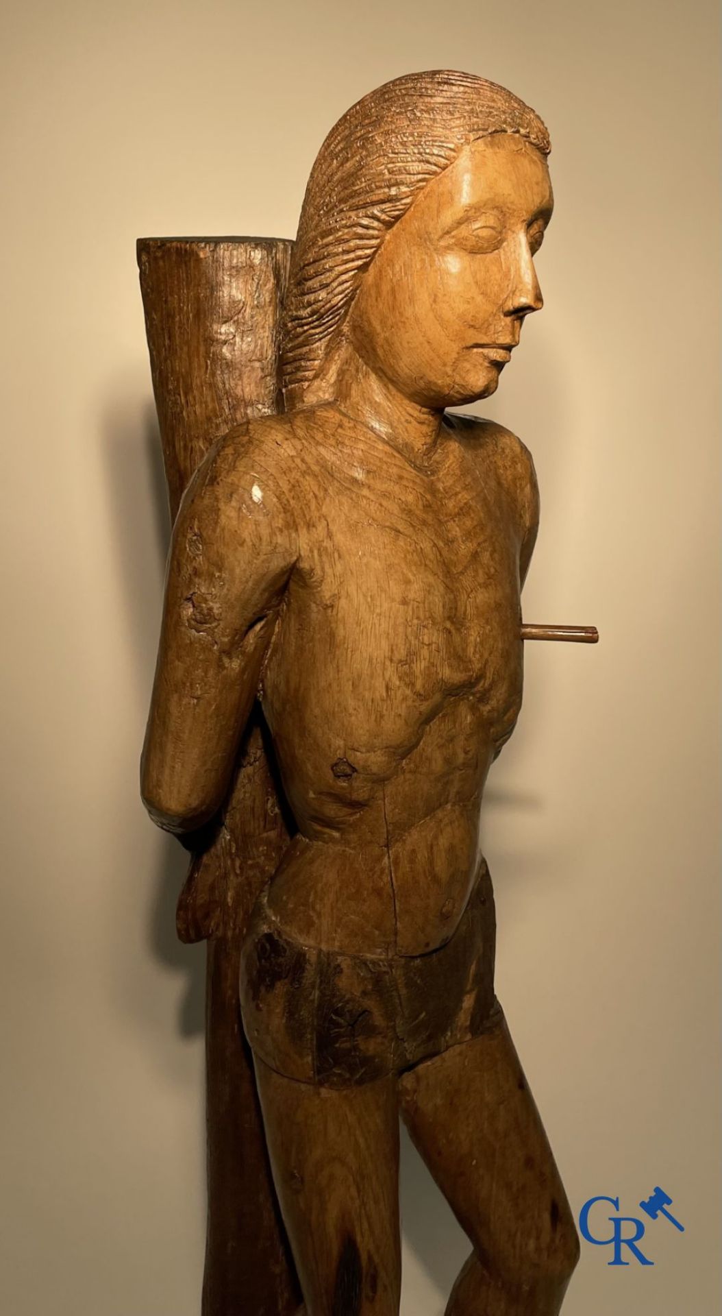 Wooden sculpture: Saint Sebastian 16th - 17th century. - Image 13 of 18