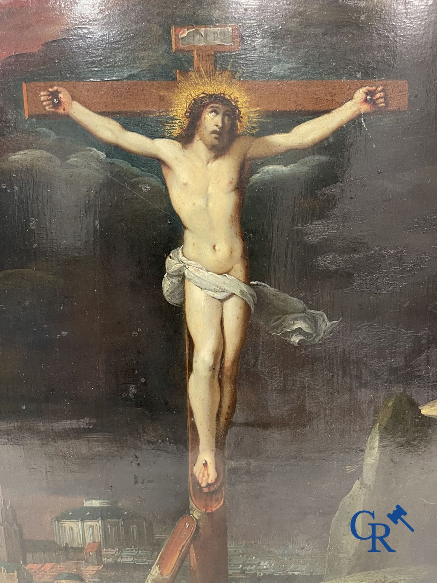 Flemish school: Christ on the cross. Oil on copper. 16th-17th century. - Bild 3 aus 12